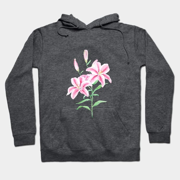 pink lily flower watercolor Hoodie by colorandcolor